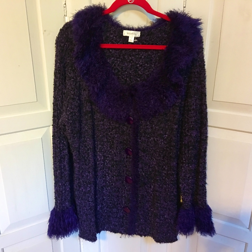 Dressbarn Purple Cardigan Sweater Sparkle